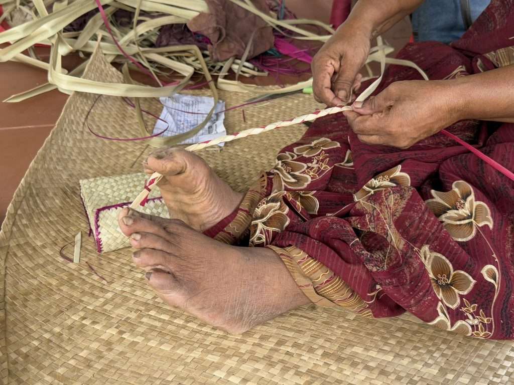 Screw Pine Woven Bag - Using Toes as well as Fingers - Kerala