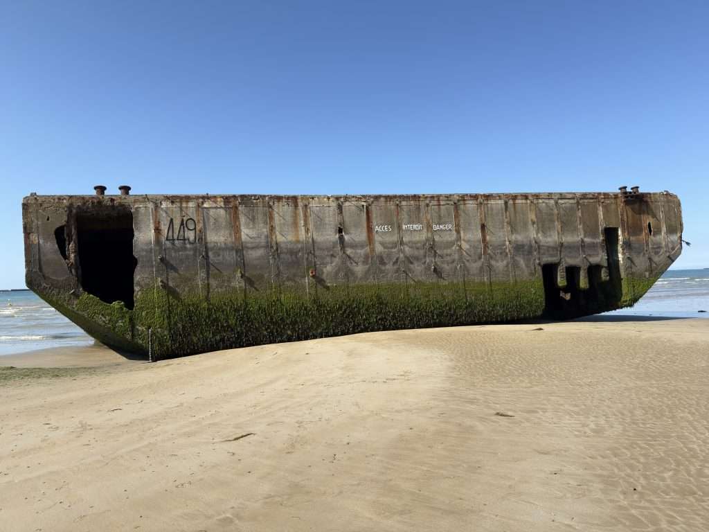Remnants of the Mulberry Harbour at Arromanches-les-Bains Normandy